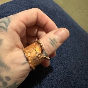 Unique brutalist Copper Ring approx 10